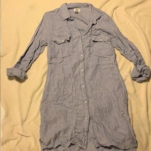 Chambray pin-stripe dress